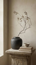 Load image into Gallery viewer, Terracotta Vase, Ribbed Charcoal Finish - Mirella