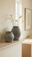 Load image into Gallery viewer, Ceramic Vase, Vintage Style, Smoky Blue Crackle - Ardea: Large