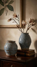 Load image into Gallery viewer, Ceramic Vase, Vintage Style, Smoky Blue Crackle - Ardea: Large