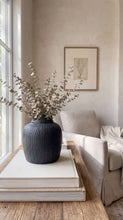 Load image into Gallery viewer, Terracotta Vase, Ribbed Charcoal Finish - Mirella
