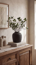 Load image into Gallery viewer, Terracotta Vase, Ribbed Charcoal Finish - Mirella
