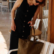 Load image into Gallery viewer, ELISABETH TOTE BAG TENNIS BLACK /  OLIVE
