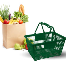 Load image into Gallery viewer, Durable Plastic Shopping Baskets for Retail &amp; Grocery Use: Green
