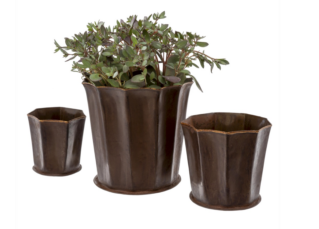 Pot -  Leather Effect Fluted Decorative Pots