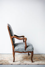 Load image into Gallery viewer, Furniture - Vintage Berger Chair/ Blue Indian Block Print Linen

