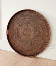 Load image into Gallery viewer, Round  Tray w/ Handle  available in 36", 26" or 20" all 2" h: Antique Brown / Medium
