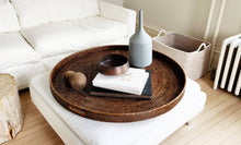 Load image into Gallery viewer, Round  Tray w/ Handle  available in 36", 26" or 20" all 2" h: Antique Brown / Medium
